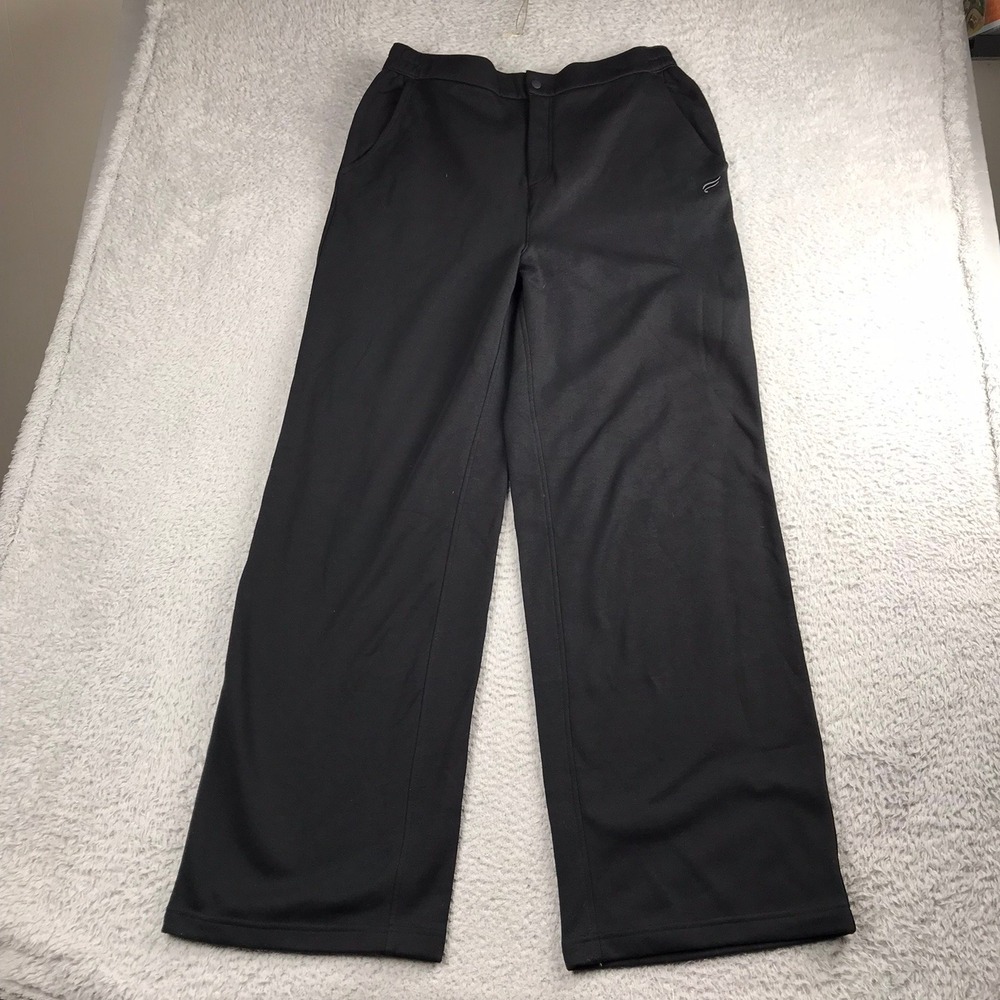 Fabletics Wide Leg Sweatpants Women‎ L Tall Black Fleece Lined Pants NEW NWT